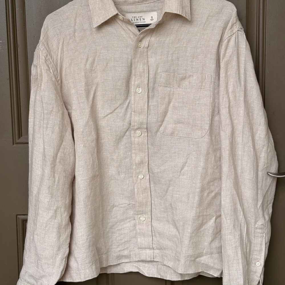 Abercrombie & fitch Cropped 100% linen button up shirt